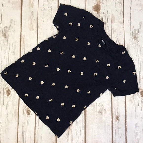J Crew Crewcuts Navy Skull Graphic Tee Size 6-7 - Picture 2 of 6